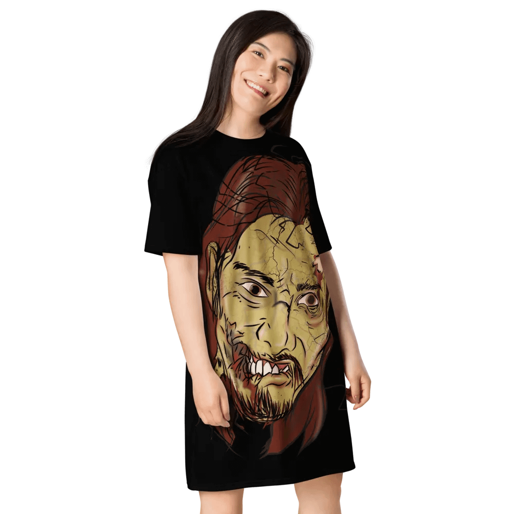 Menacing Zombie All-Over Print T-Shirt Dress product image (4)