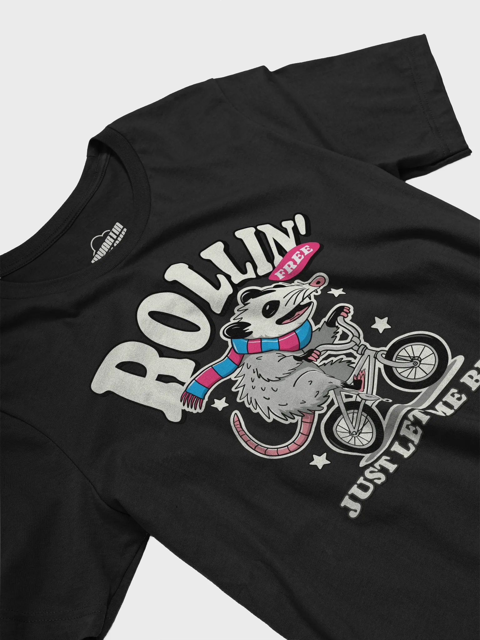 Funny Opossum Bike T-Shirt – Rollin’ Free Just Let Me Be – Cycling Possum Graphic Tee product image (13)