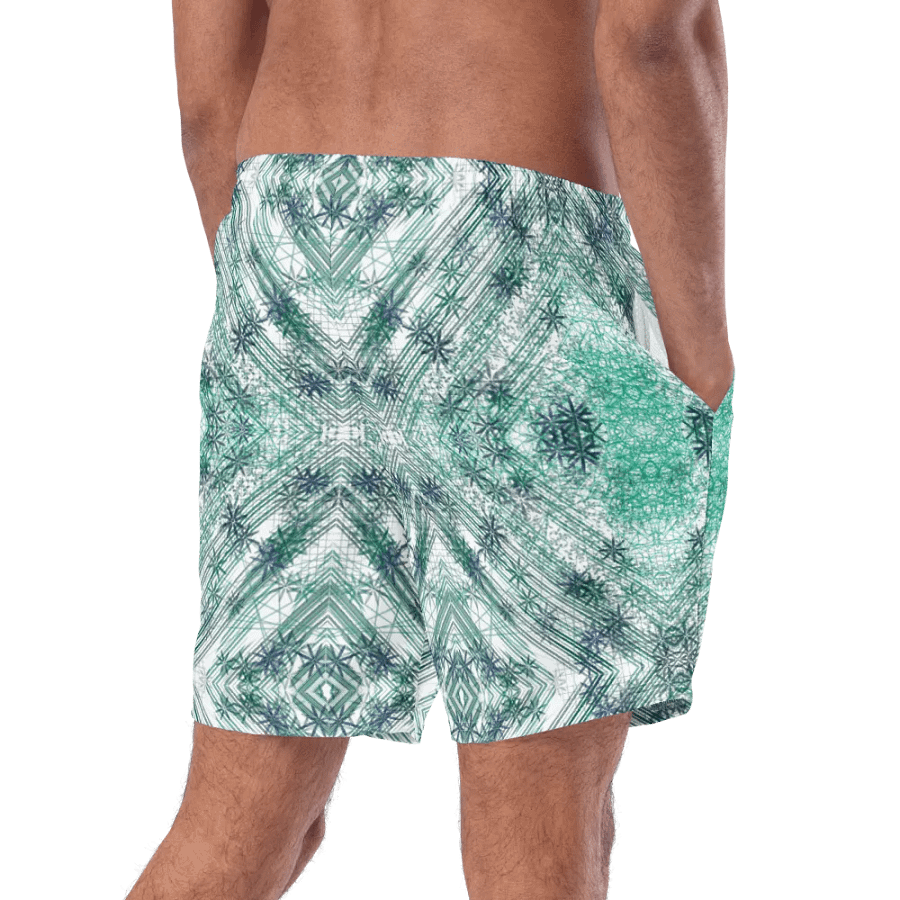Shades Of Green Geometric Pattern Mens Swim Shorts product image (3)