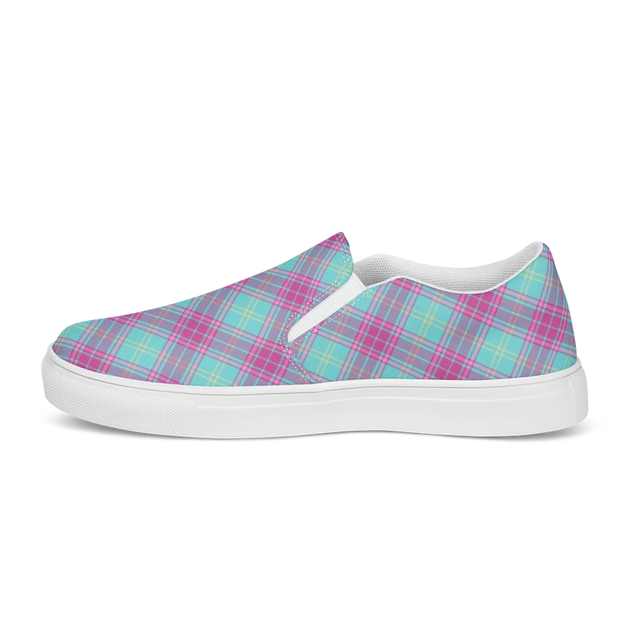 Hot Pink and Aqua Plaid Women's Slip-On Shoes product image (6)