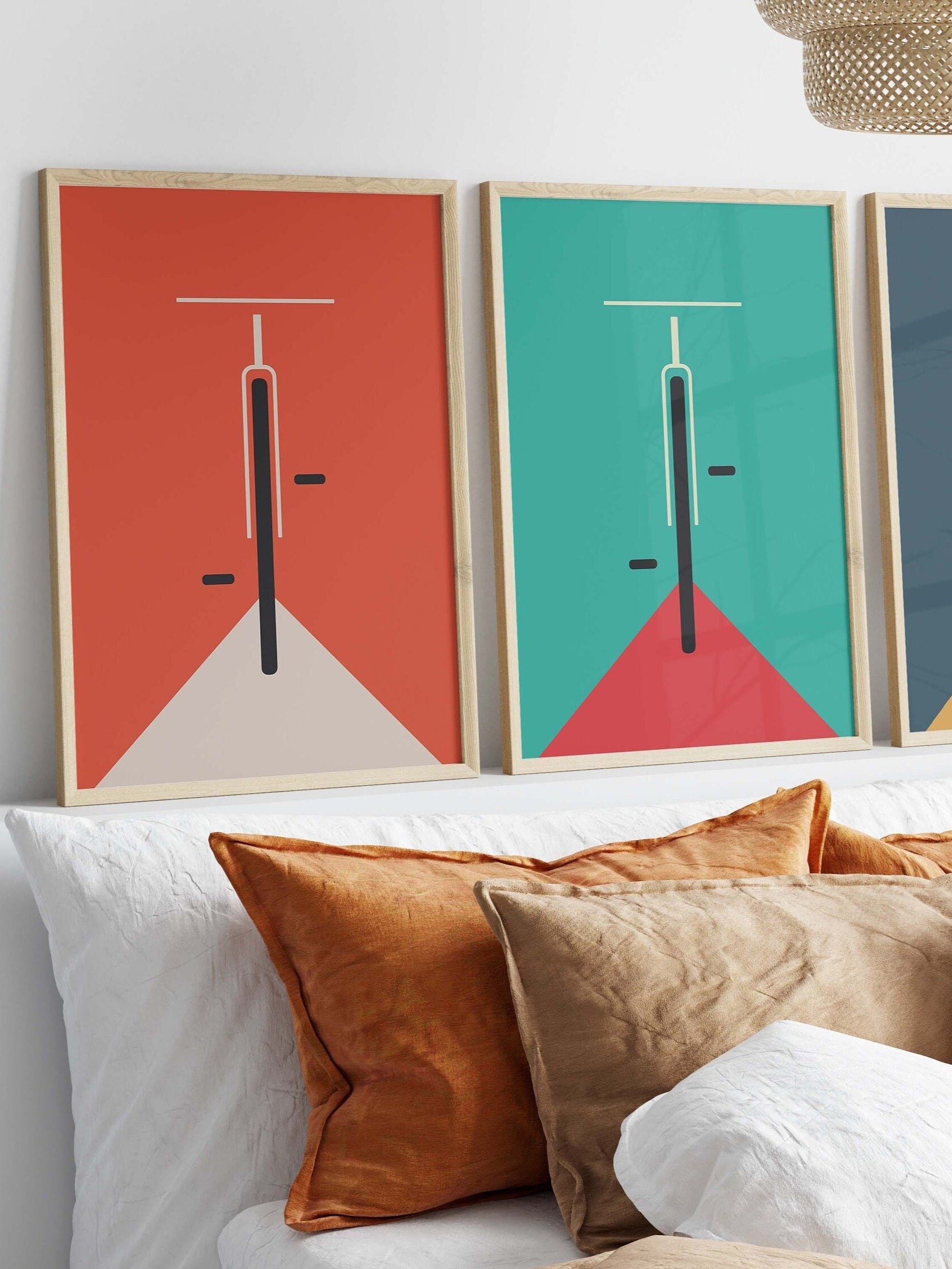 Bicycle Bauhaus Poster Vintage mid century style set of 3 product image (4)