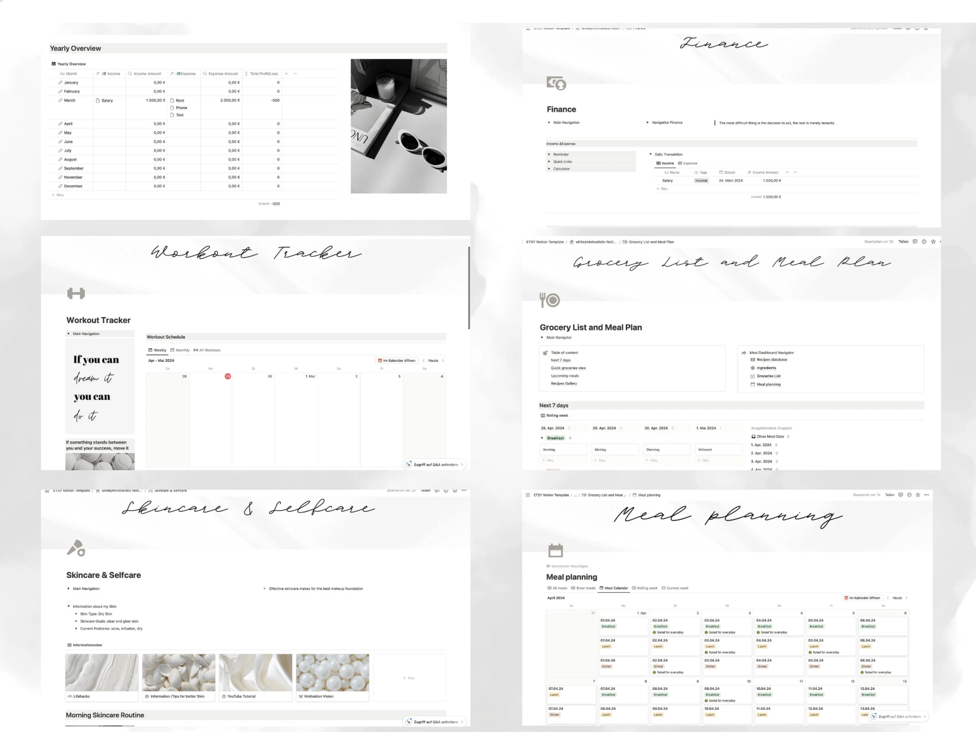 White minimalistic Weekly Notion Ultimate Financial Planner, Financial Deadline Daily Planner product image (3)