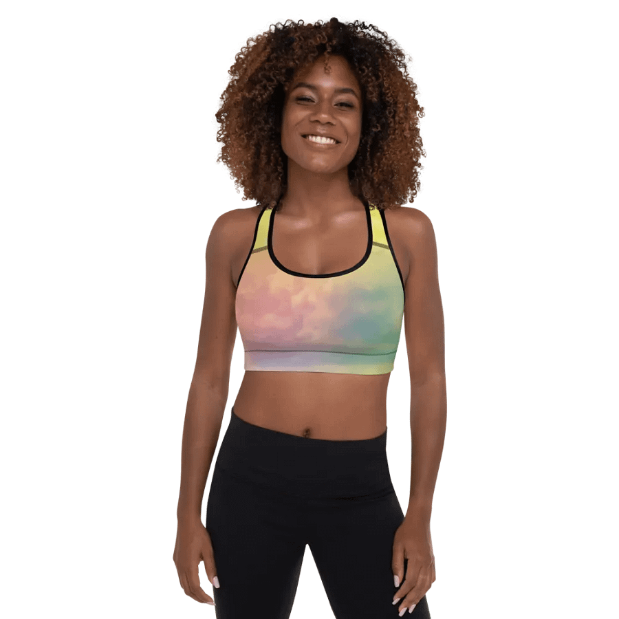 Blur cloud rainbow Design Padded Sports Bra - v12 product image (8)