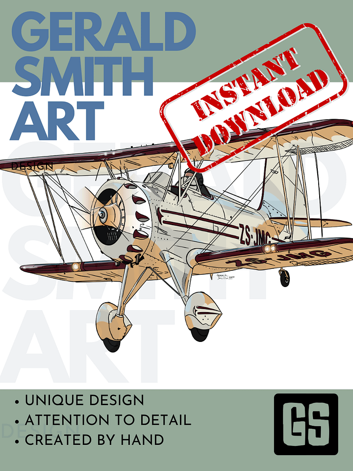 Waco Classic YMF-5 ZS-JMG Digital Printable Aviation Art Illustration Perfect Gift for Pilots & Enthusiasts product image (1)