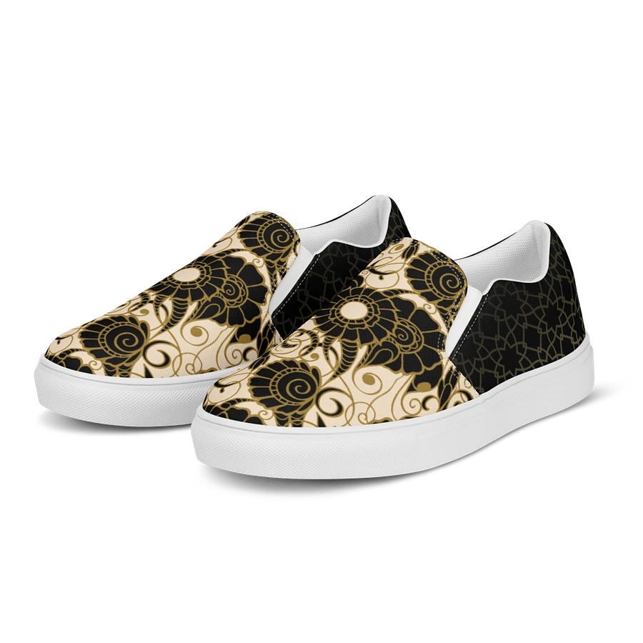 Black And Gold Patterned Slip On Womens Shoes product image (3)