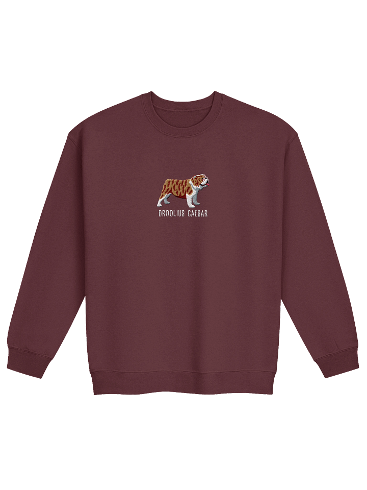 Droolius Caesar Sweatshirt (Embroidered) of an English Bulldog(Brindle & White) product image (9)