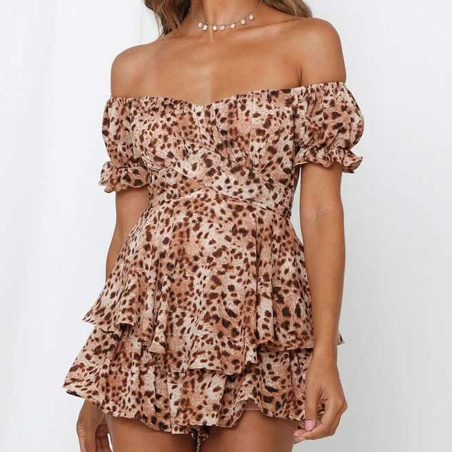 Women's Summer Short Sleeve Neck Pleated Floral Jumpsuit product image (6)