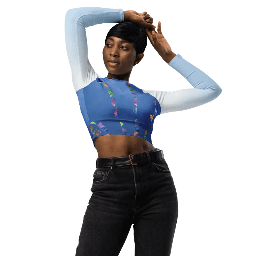 Papel Picado Long Sleeved Jersey Crop Top product image (3)
