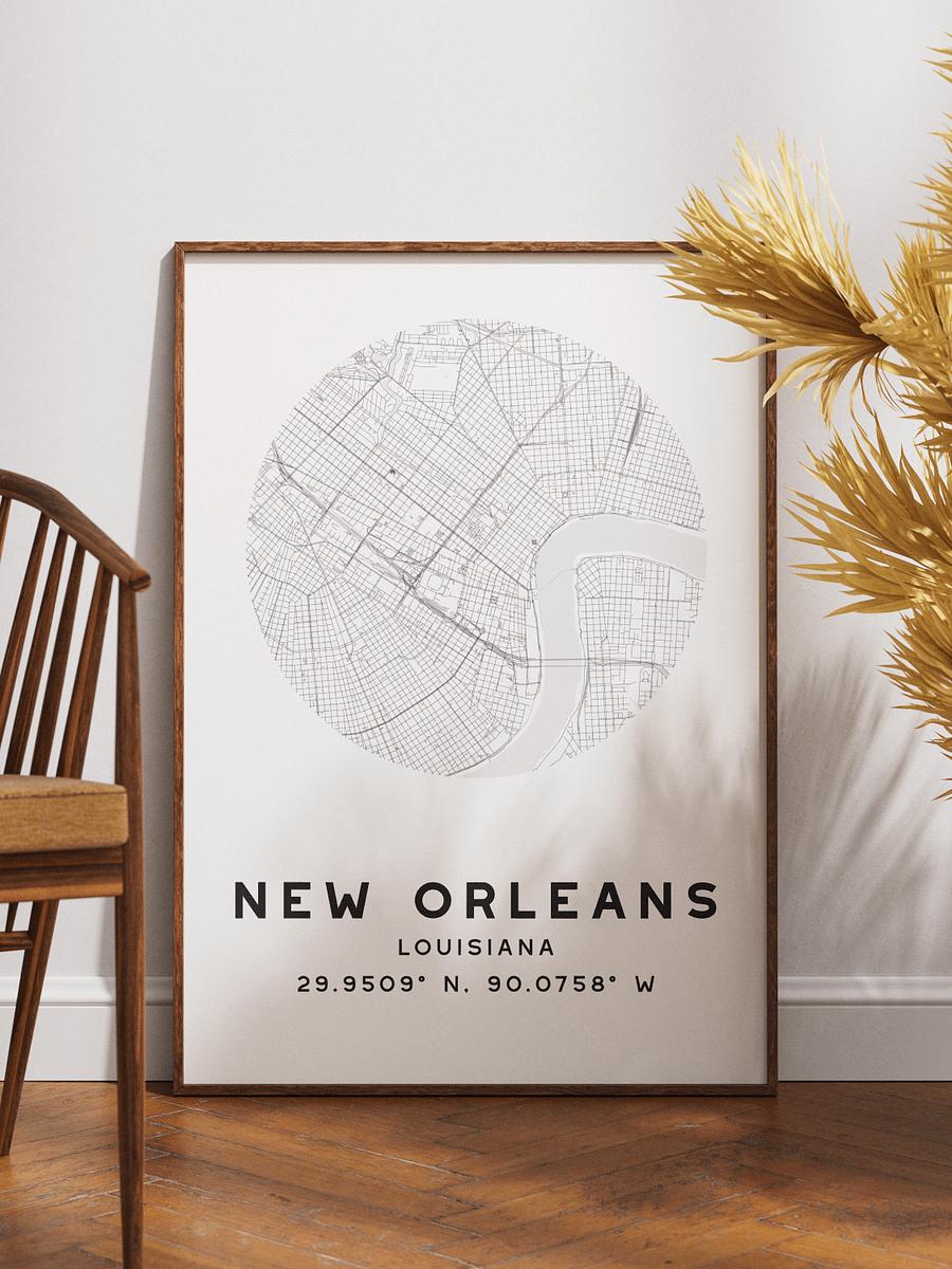 New Orleans Street Map Poster – White Minimalist Circular City Art product image (1)