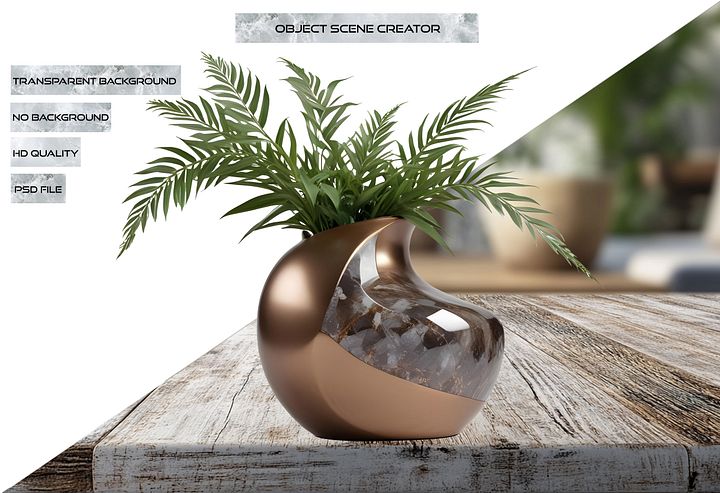 Glamour Organique – Vase quartz and copper PNG product image (2)