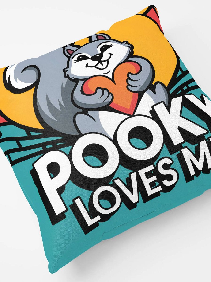 Comfy Pillow: Pooky Loves Me, Colorful, Teal bottom, Sun and Squirrel top with heart product image (7)