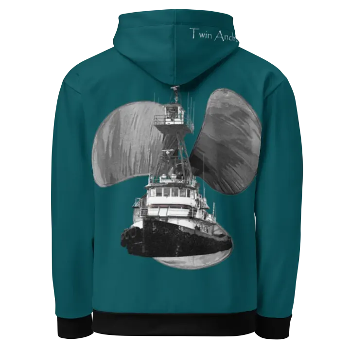 Teal Three blade prop Tug CE Hoodie product image (1)