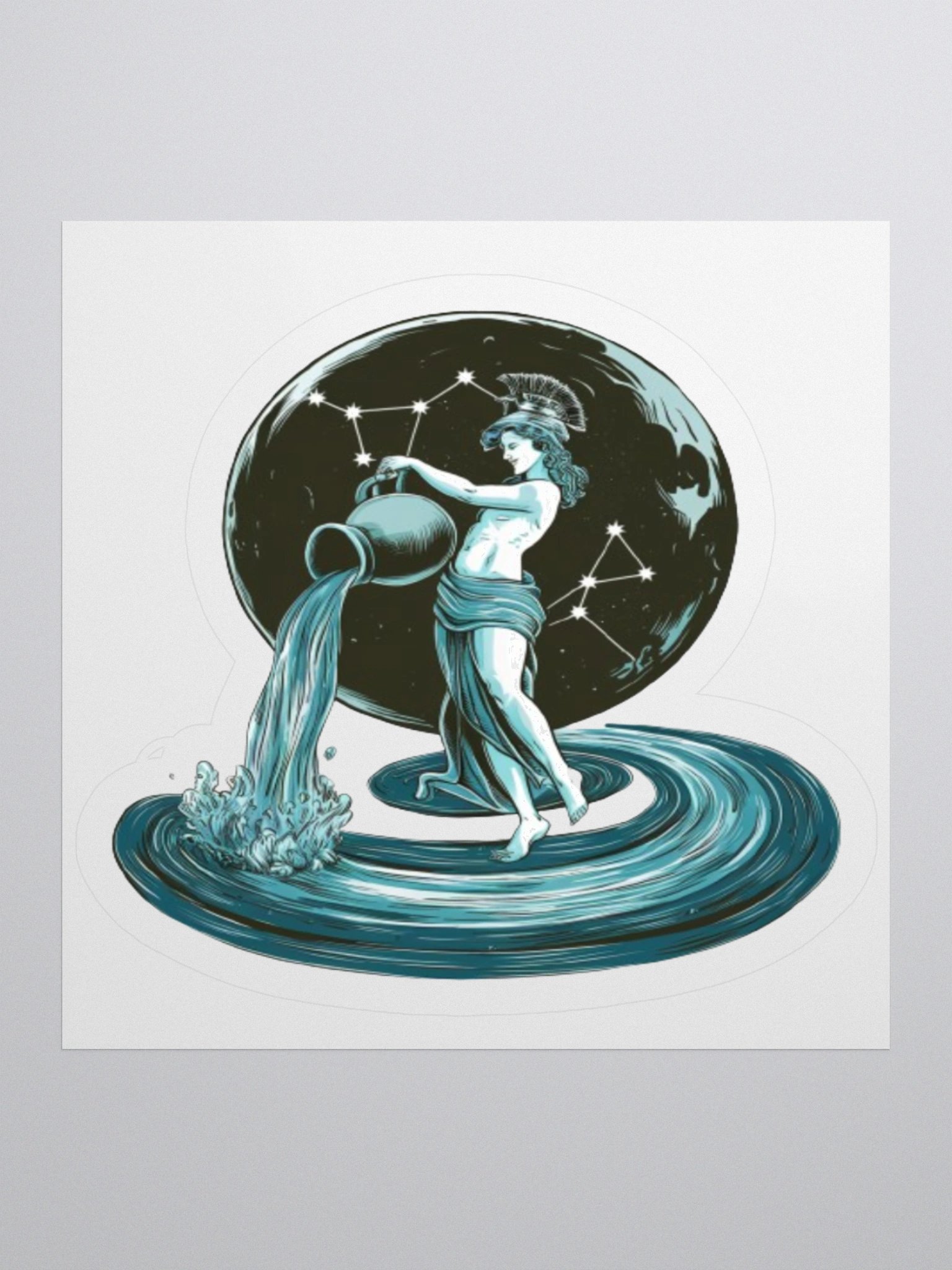 Exclusive Aquarius Celestial Water-Bearer Vinyl Sticker - Zodiac Art product image (2)