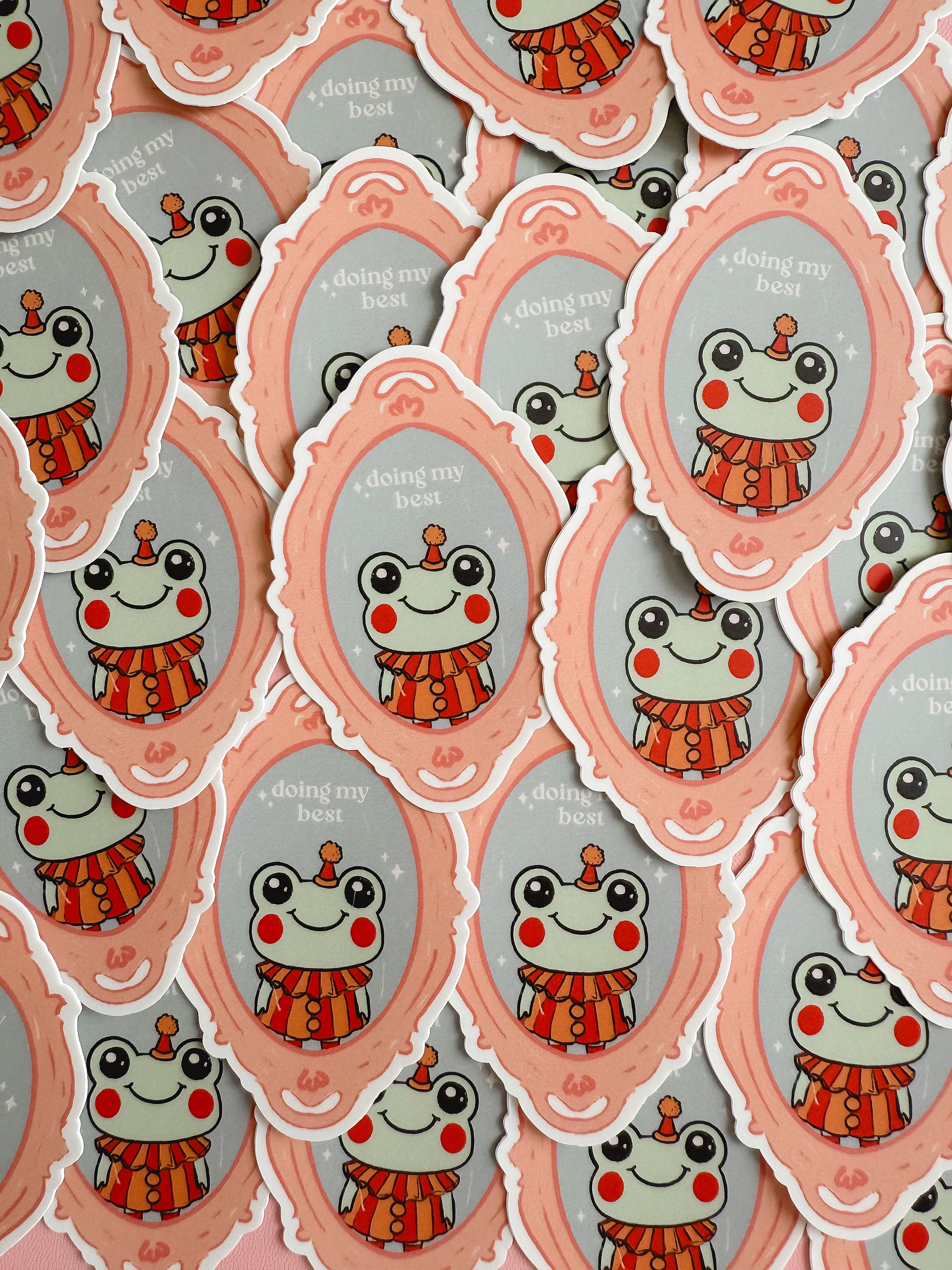 'Doing My Best' Clown Frog Sticker product image (2)