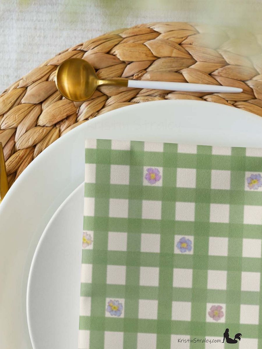Gingham Blossoms Cloth Napkins Set of 4 product image (8)