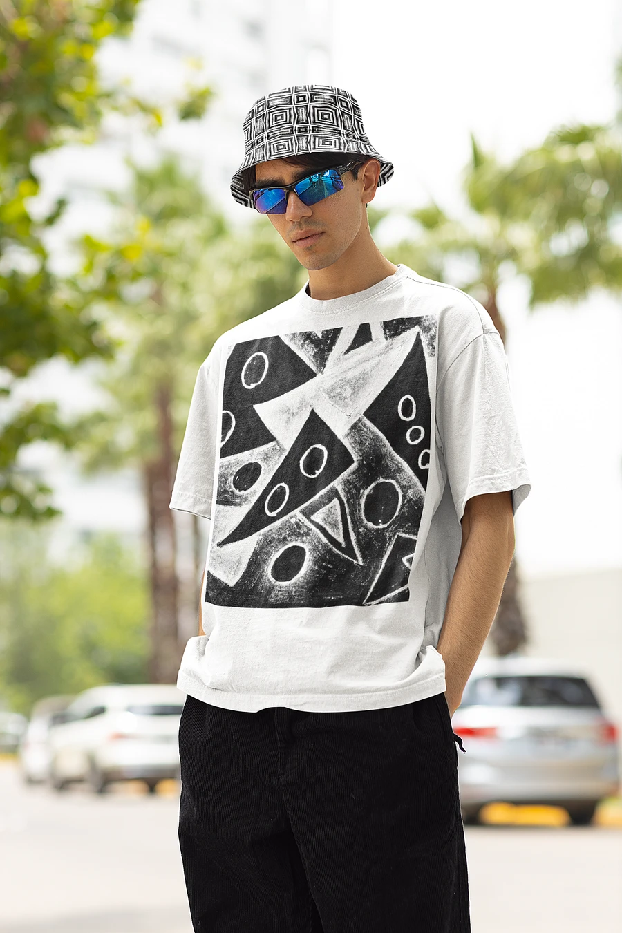 Abstract Monochrome Repeating Pattern Unisex Bucket Hat product image (1)