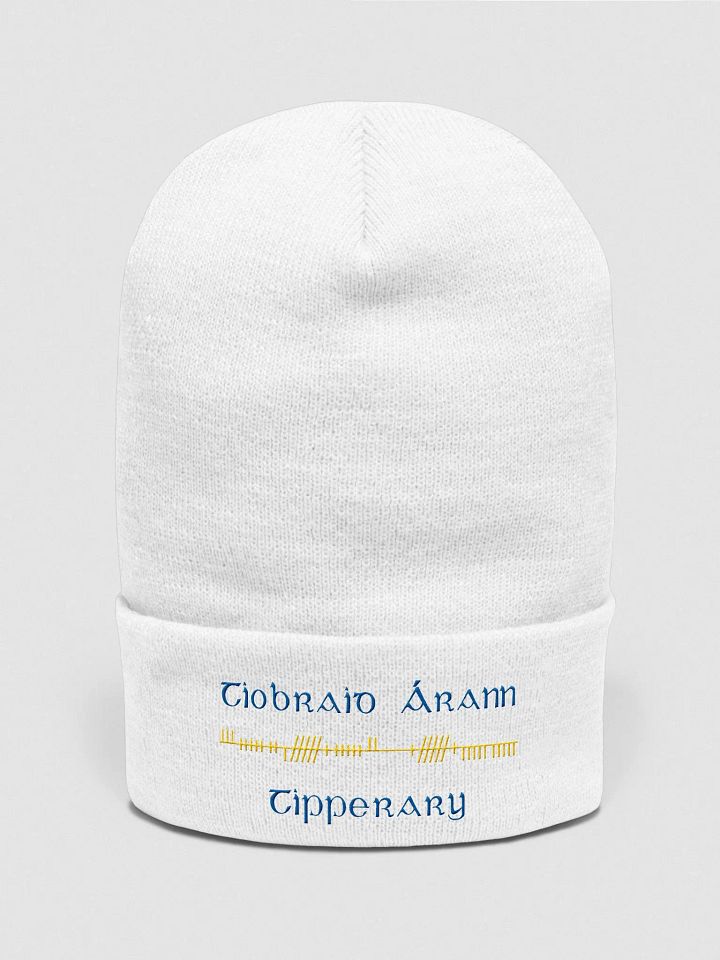 Tipperary/Tiobraid Árann Orthodox style Ogham, blue and gold, embroidered Cuffed Beanie product image (6)
