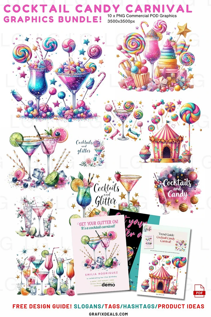 Cocktail Candy Carnival Graphics Bundle! Hot New Event Trend with FREE Design Guide! product image (2)