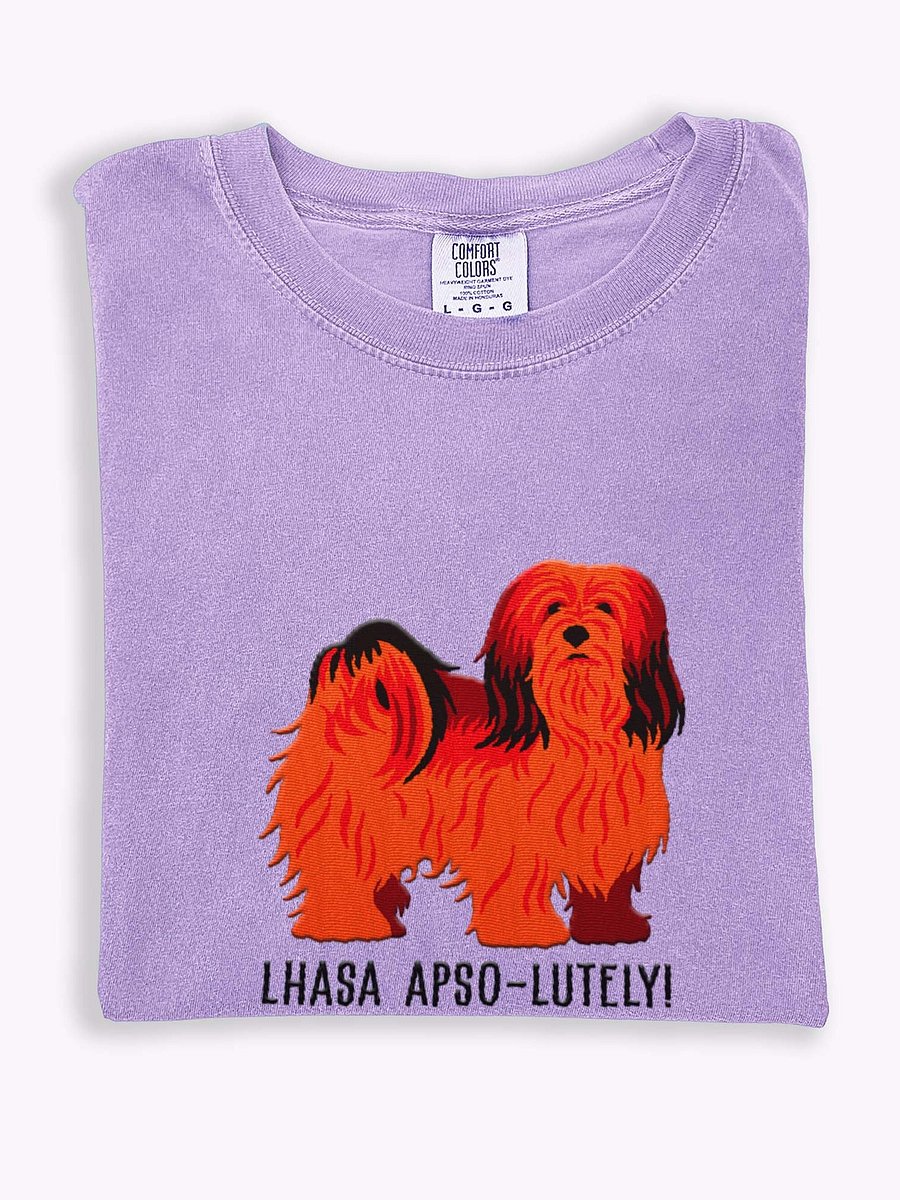 Lhasa Apso-lutely T-Shirt(Embroidered) of a Lhasa Apso(Red) product image (1)