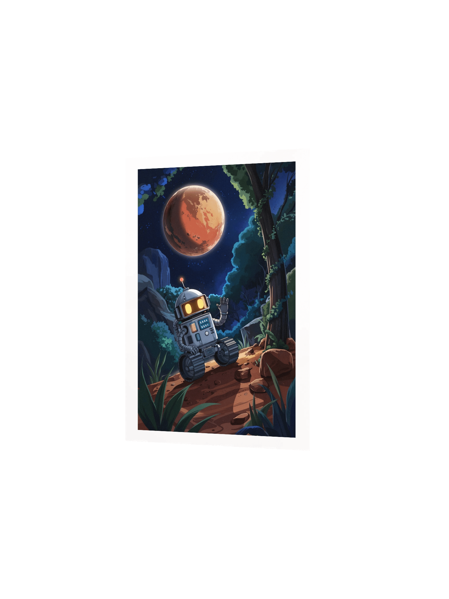Cosmic Robot Wave Poster – Whimsical Sci-Fi Mars Wall Art product image (3)