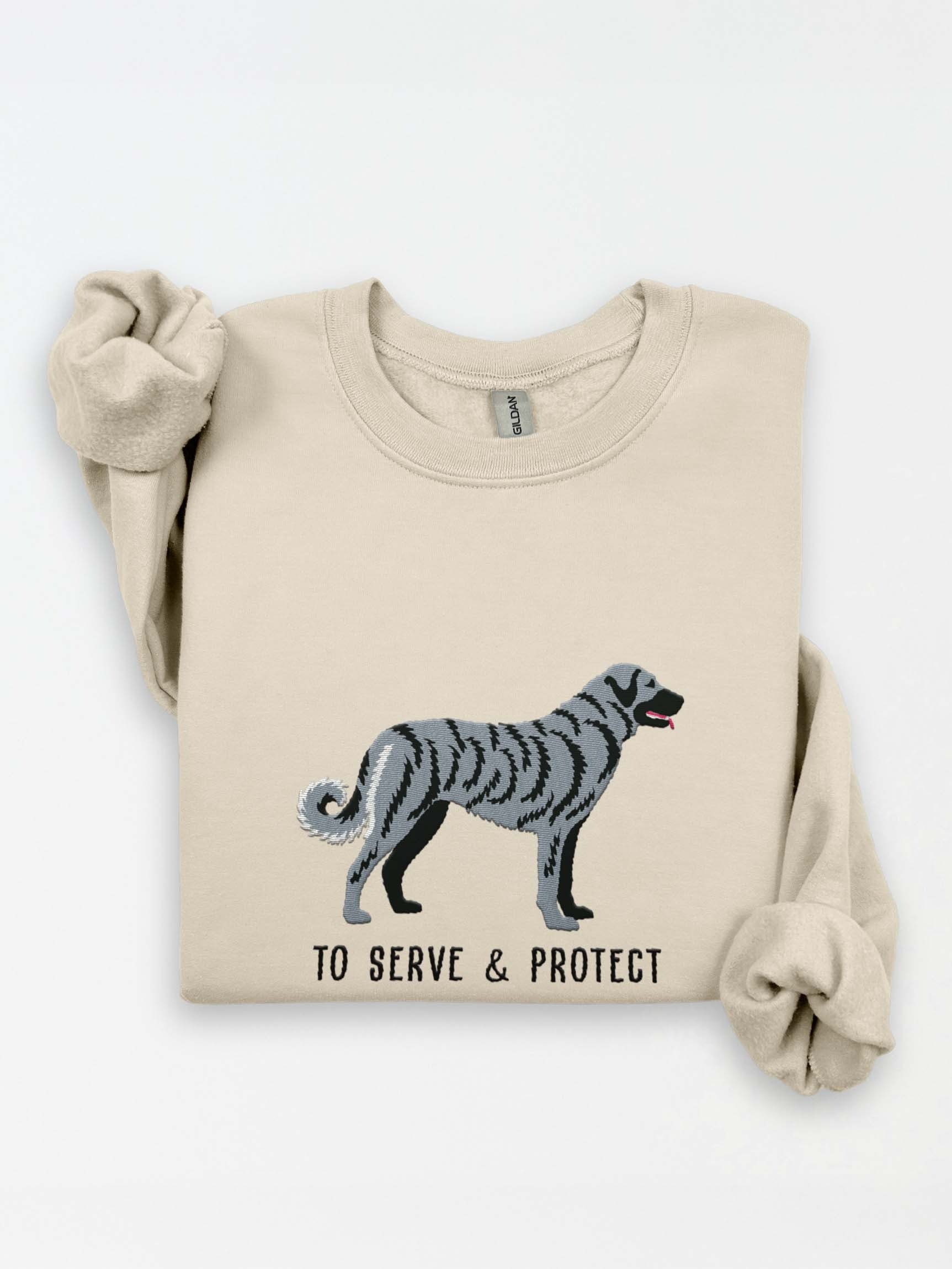 To Serve and Protect Sweatshirt (Embroidered) of an Anatolian Shepherd(Gray Brindle) product image (1)