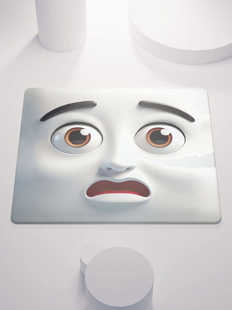 Worried Cartoon Face Premium Mouse Pad: Make Work More Playful! product image (1)