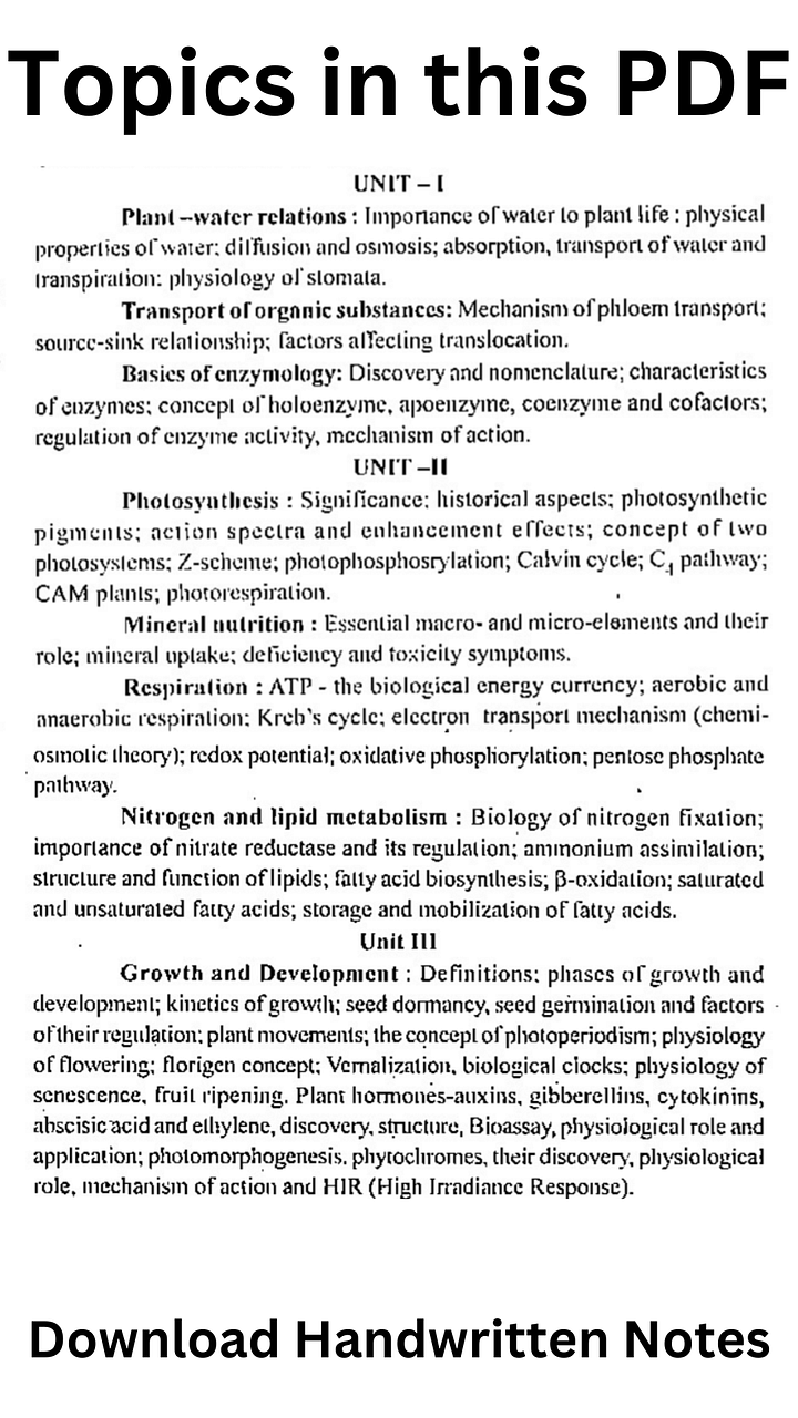 Plant Physiology and Biochemistry Complete Notes in Hindi | B.Sc. 3rd Year Botany product image (2)