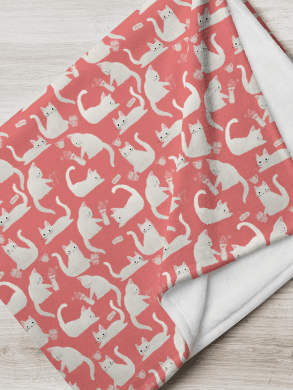 Bad Cats Knocking Stuff Over Throw Blanket, Pink product image (7)