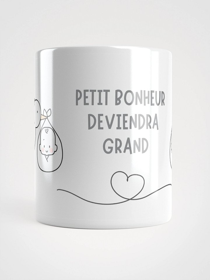 Mug Blanc - Petit Bonheur Deviendra Grand - Cigogne Annonce Naissance - Cadeau Original product image (1)