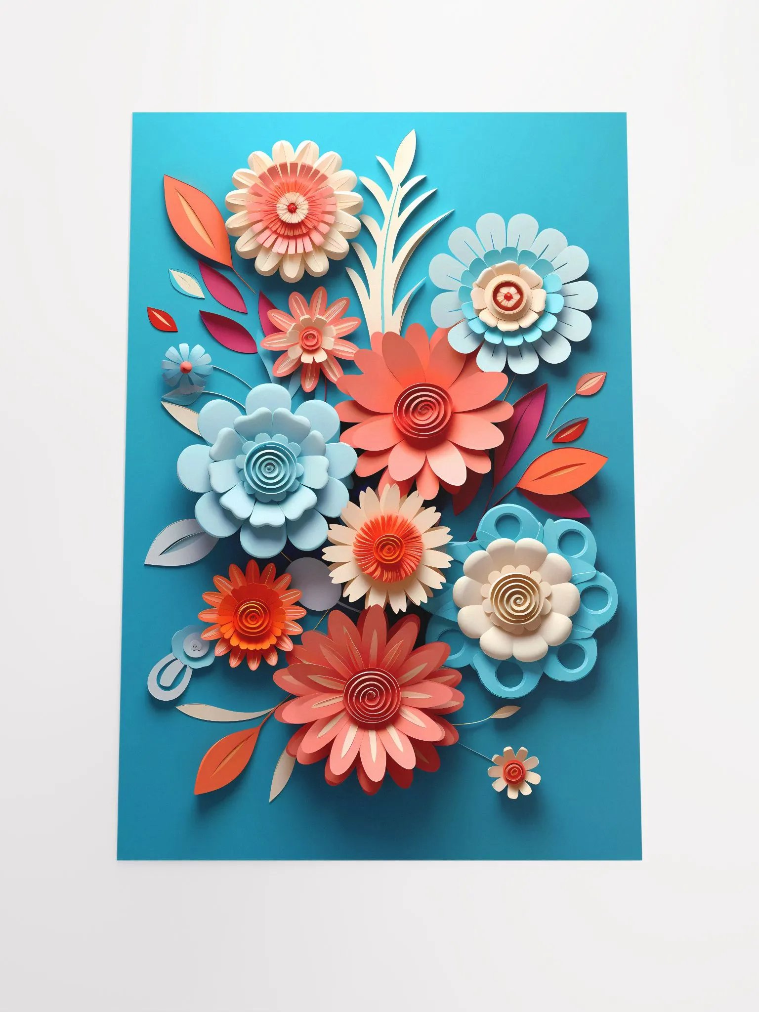 Spiral Elegance - Vibrant Quilled Paper Flowers Artwork Display Matte Poster product image (3)
