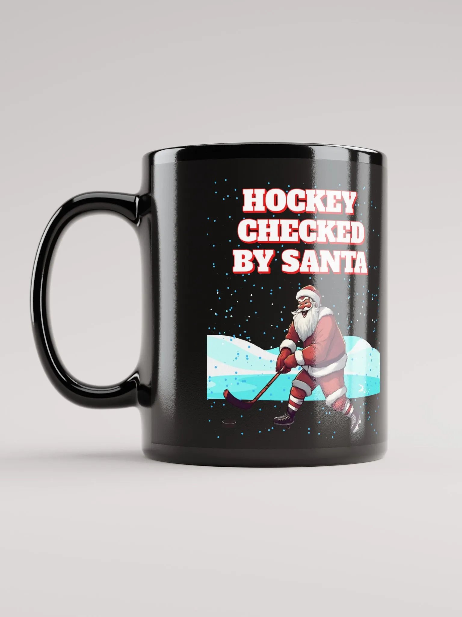 Hockey Checked By Santa Christmas Black Mug product image (12)