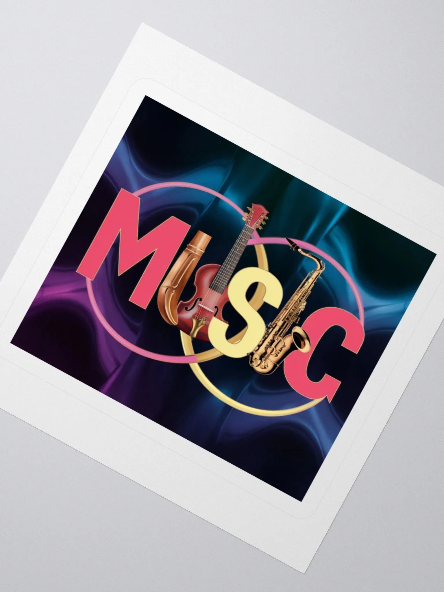 Exclusive 'MUSIC' Art Sticker with Violin and Saxophone - Premium Kiss Cut Vinyl for Laptops, Cars & More product image (2)
