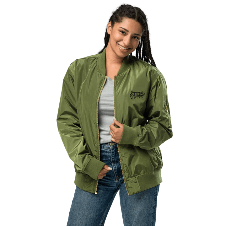 TDS Music Threadfast Premium Recycled Bomber in Army Green and Black (XS-3XL) product image (2)