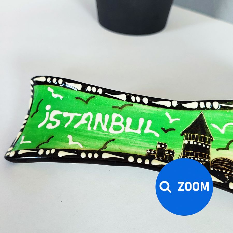 Handmade ceramic spoon rest, Istanbul (Green) — handmade pottery product image (5)