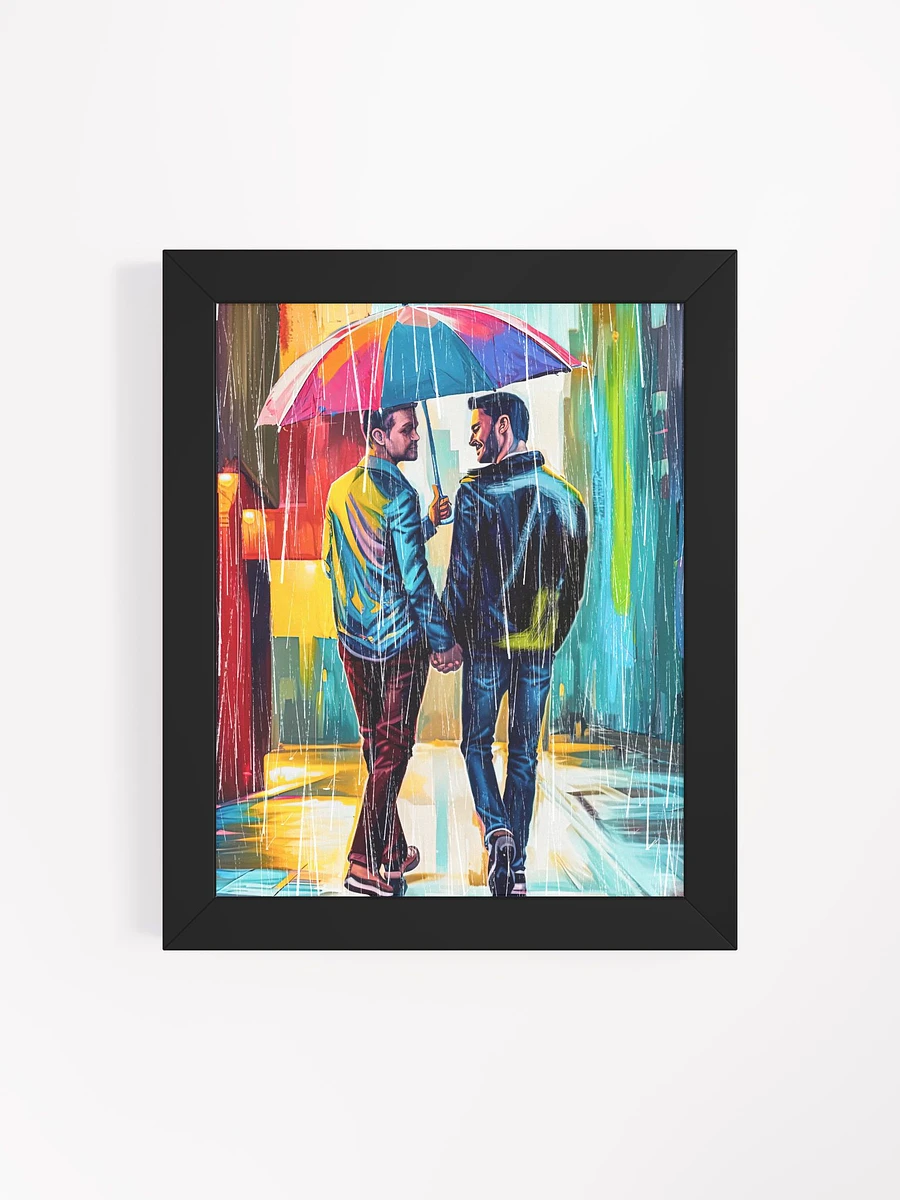 Gay Couple In The Rain – Colorful Two Hearts Framed Poster product image (4)