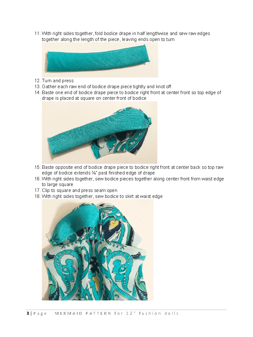 Mermaid sewing pattern for 12" fashion dolls product image (3)