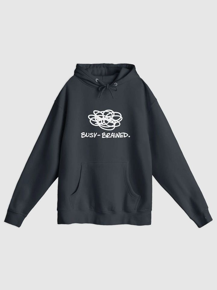 BUSY-BRAINED (white design) printed premium pullover hoodie product image (5)