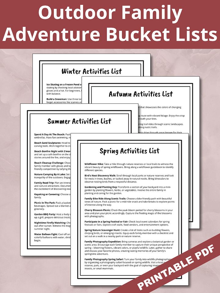 Printable Outdoor Adventures Family Bucket List & Activity Log Pages product image (1)