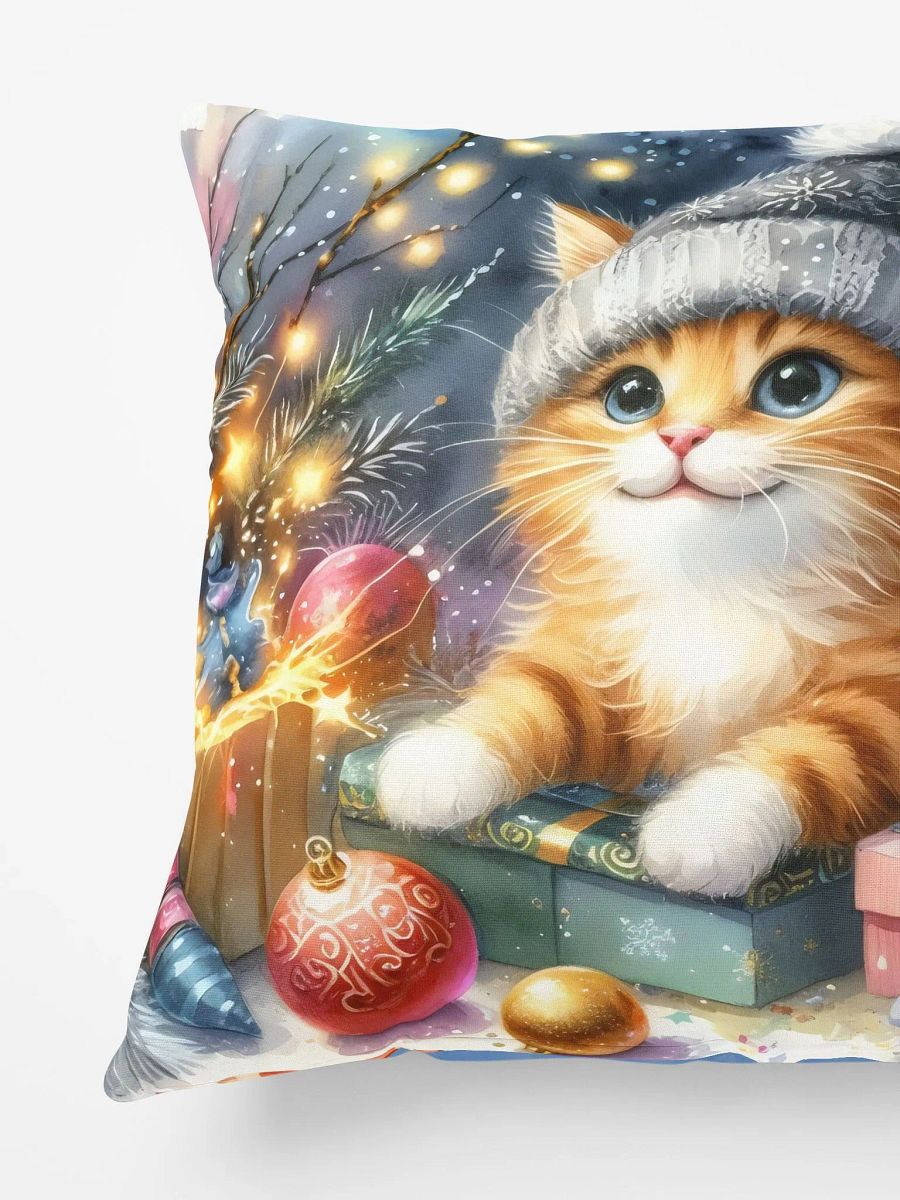 Festive Kitten in a Knit Hat Pillow product image (5)