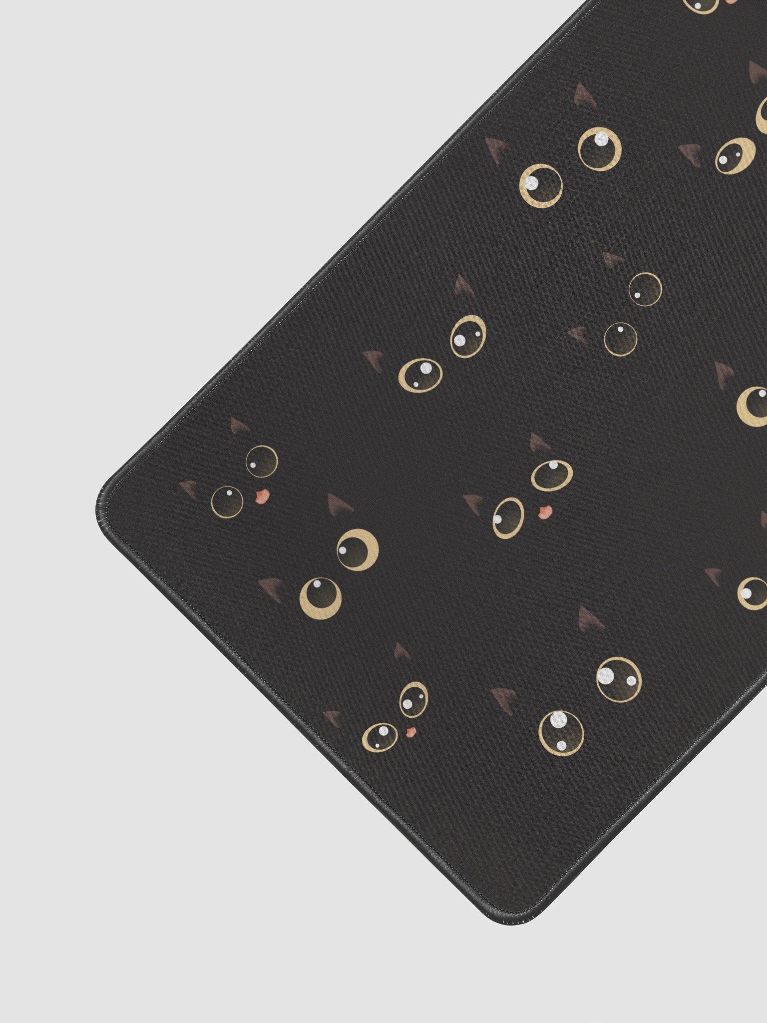 Cute Black Cat Faces (Yellow Eyes) Desk Mat 12" x 18" product image (2)