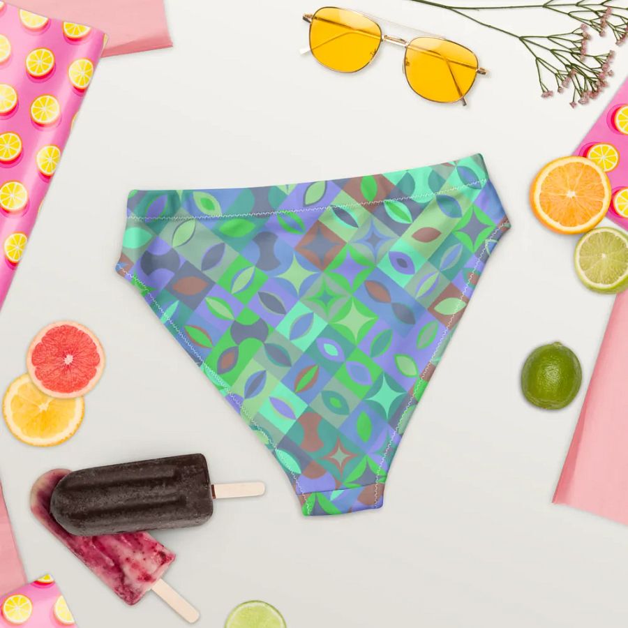 Colorful vector Pattern Design High Waisted Bikini Bottom - v12 product image (4)