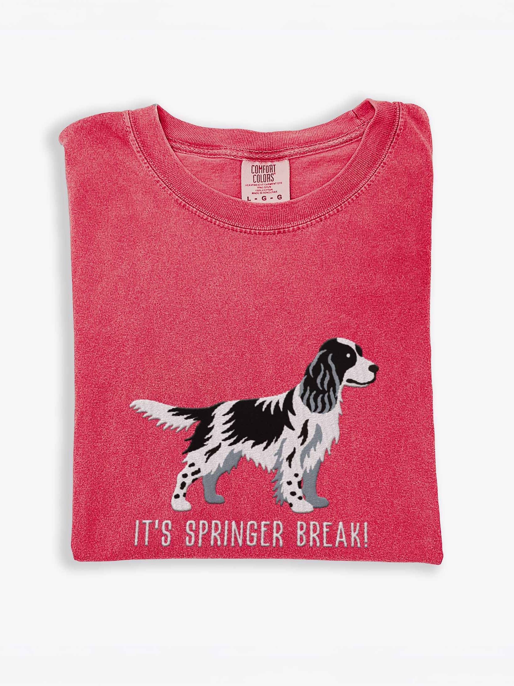 It's Springer Break T-Shirt(Embroidered) of a Springer Spaniel(Black & White) product image (1)
