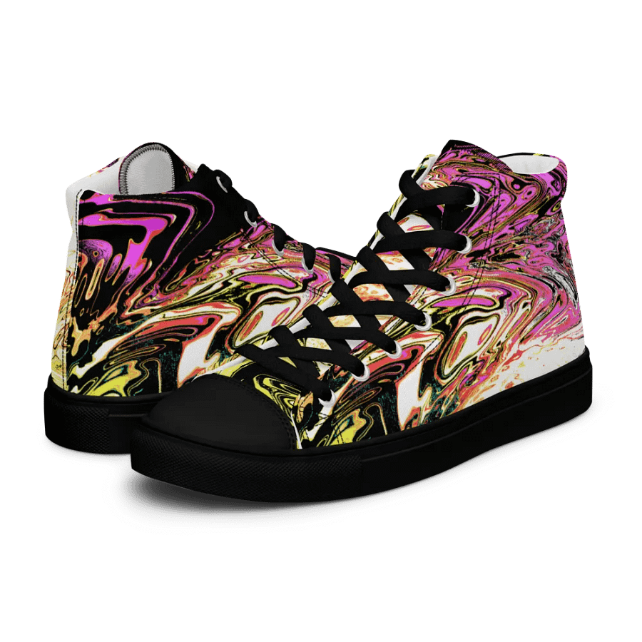 Abstract Neon Daisy Swirl Men's High Top Canvas Shoes product image (12)