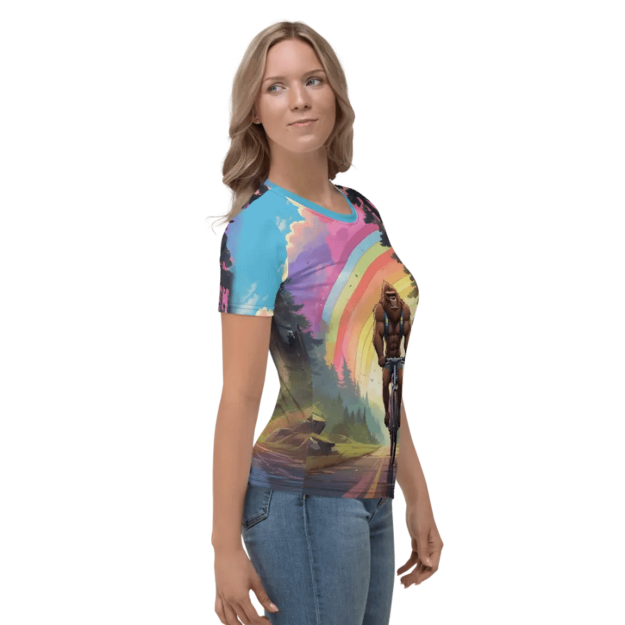 Bigfoot Riding a Bicycle All Over Print T-shirt product image (5)