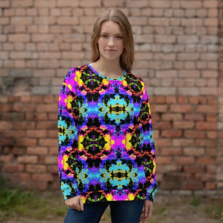Abstract Neon Melting Daises Unisex Sweatshirt product image (2)