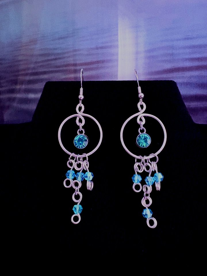 MFD-00265 | Blue - Seaside Sparkle Chandelier Earrings | Sterling Silver Hooks | Handmade Jewelry by Monique Faella Designs™ product image (1)