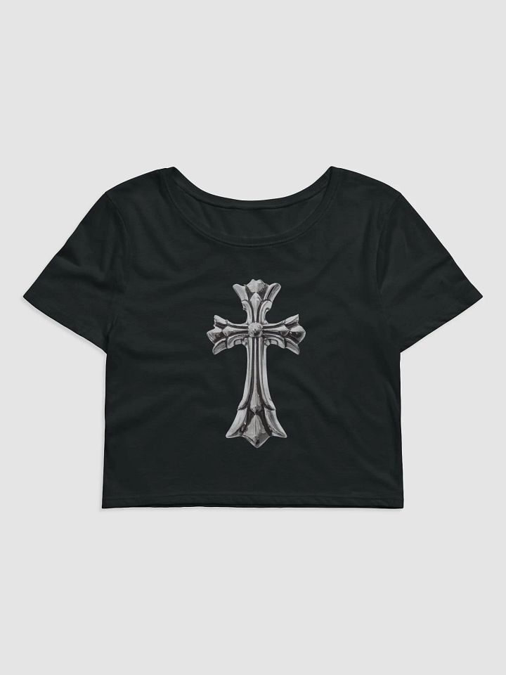 Ornate Silver Cross Women's Crop Tee product image (1)