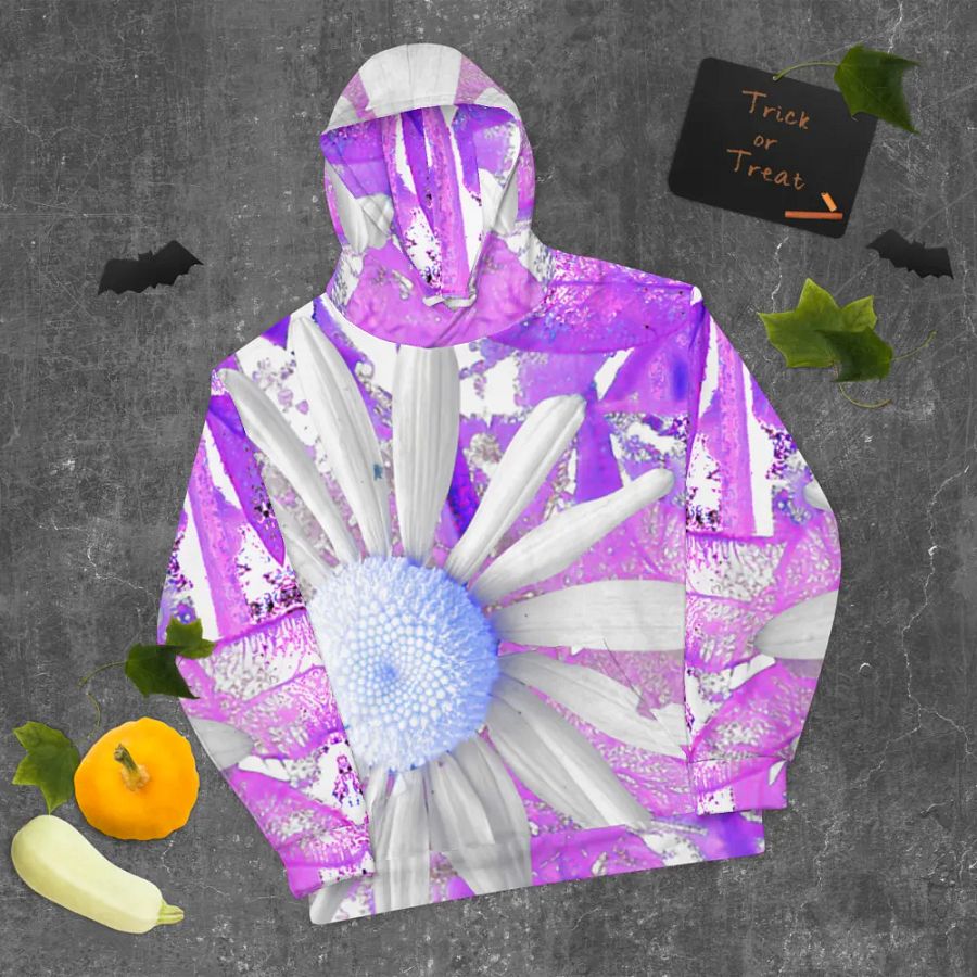 Cool Vivid Abstract Daisy Flower Unisex Pull Over Hoodie product image (9)