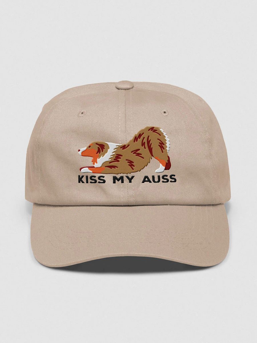 Kiss My Auss Classic Dad Hat(Embroidered) of an Australian Shepherd(Red Merle) product image (33)