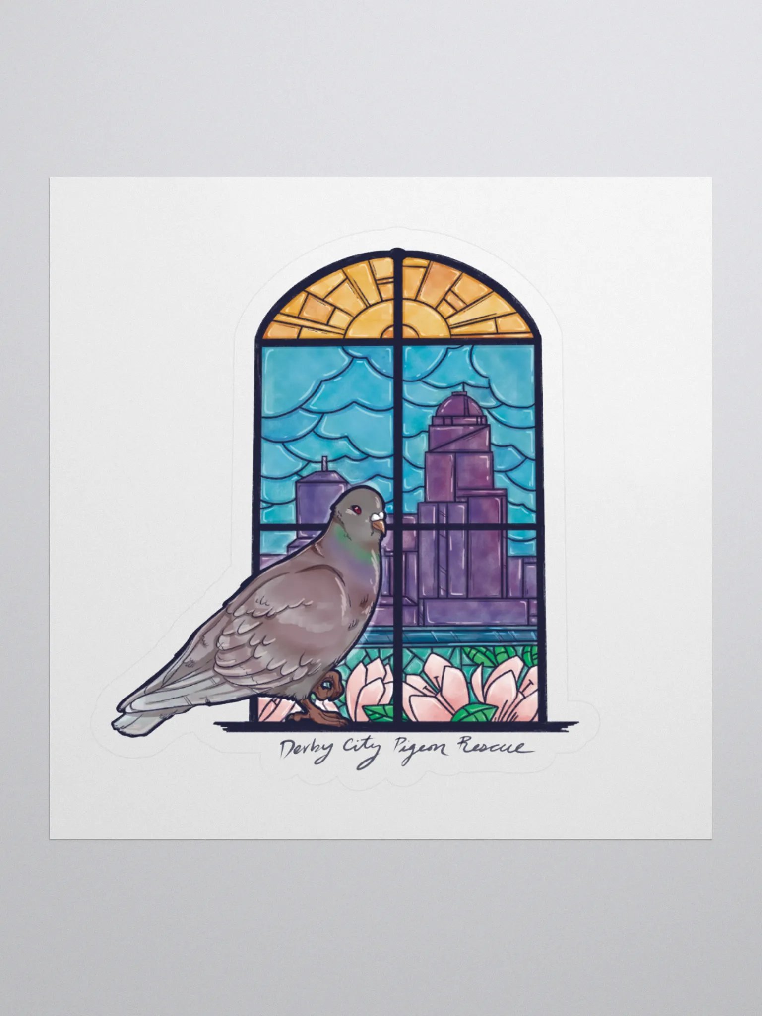 Pigeon Stained Glass Kiss Cut Stickers product image (1)
